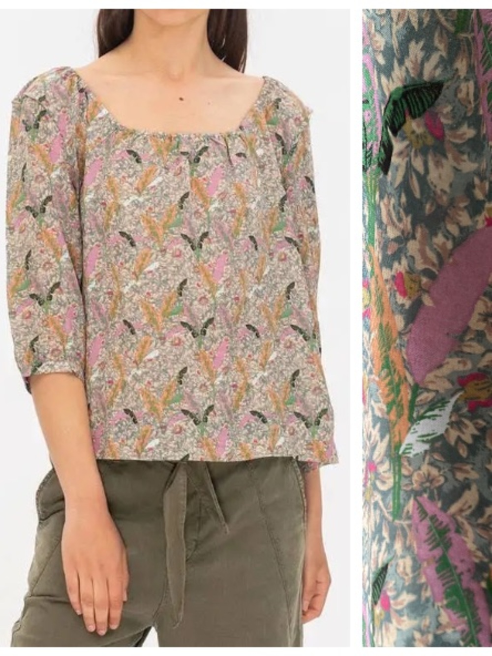 ba&sh Jerry Top Colorful Floral Ecru XS